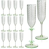XUWAIDSGN 24 Pack Green Detachable 2 piece Champagne Flutes 5.5 Oz Unbreakable Plastic Mimosa Disposable Champagne Glasses Drinking Cups Stemmed Reusable Wine Toasting Glasses for Wedding