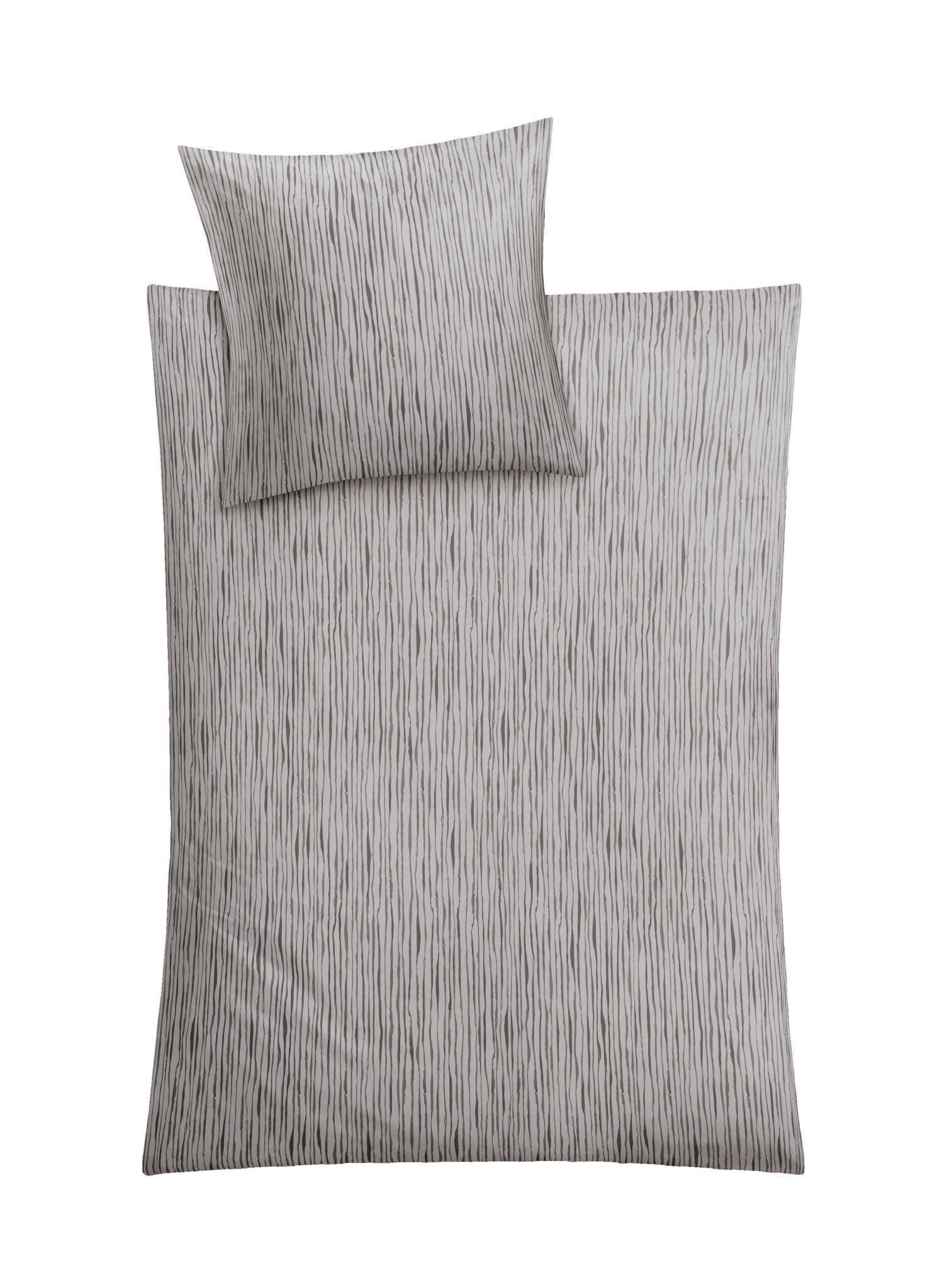 Kleine Wolke Mino Bed Linen, Cotton, Silver Grey, 155 x 220 cm (80 x 80 cm)