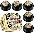 Loetere MVP Ring Most Valuable Player Ring Ball Games MVP Rings Sport Championship Trophy Ring with Display Neck Chain for Winner Tournament League Team Award Gift