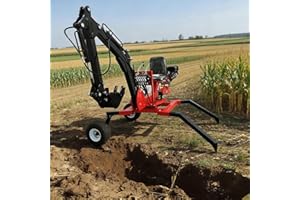 Professional Tow Behind Backhoe Excavator, 360° Hydraulic Mini Backhoe with Multi Function Valves & Buckets, Compact Tractor 