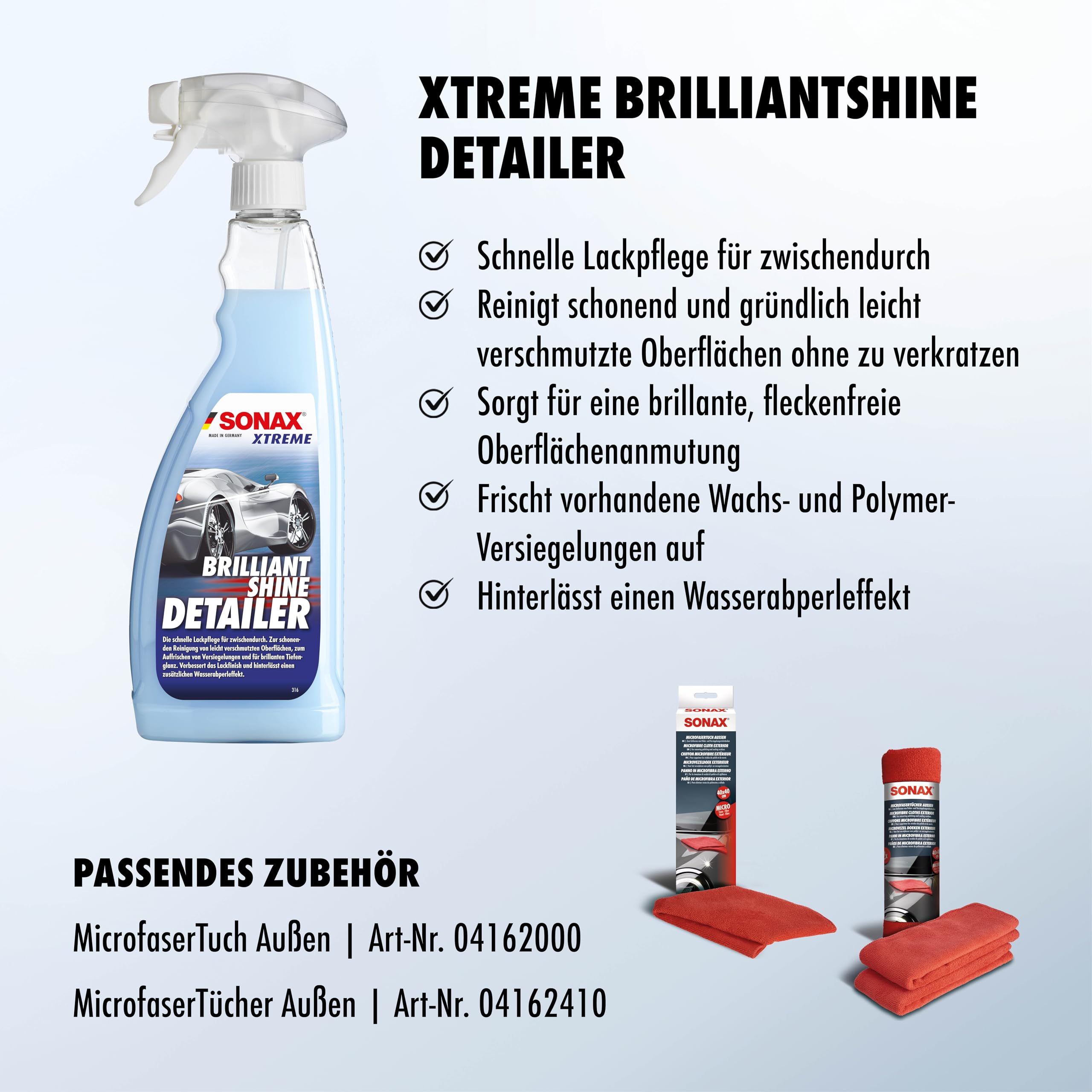 SONAX XTREME BrilliantShine Detailer (750 ml) schnelle, schonende und gründliche Lackpflege für zwischendurch | Art-Nr. 02874000 3