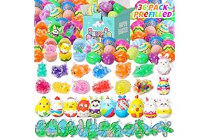 MEADIN 36 Pack Prefilled Easter Eggs with Toys Inside - Filled Stuffed Easter Eggs with Squishy Toys for Easter Gifts Hunt Party Favors Classroom Prize for Kids Toddler
