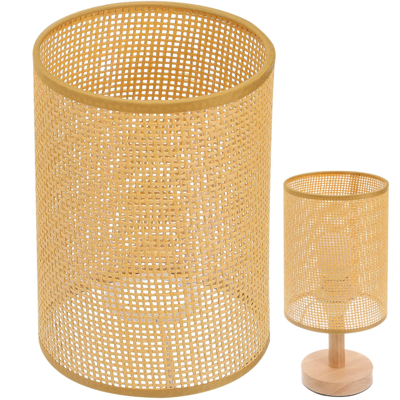 Baluue Rattan Lampshade for Table and Floor Lamps E27 Woven Light Shade 5.5 Inch Rustic Lamp Cover for Living Room Bedroom Hotel Decor
