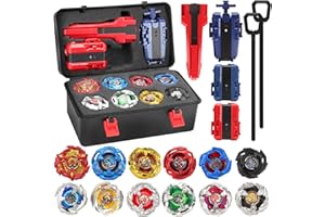 BANANMELONBM X Battling Top Gyro Toy Set, 12 Spinning Tops, 3 Launchers with Storage Box, Turbo Set Metal Fusion Game,Birthday Gift for Kids Children Boys Ages 6+