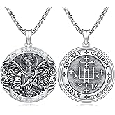 Hagkew Patron Saint Necklace 925 Sterling Silver Amulet Medal Protection Pendant Religion Jewelry for Men Women With Stainless Steel Chain and Gifts Box