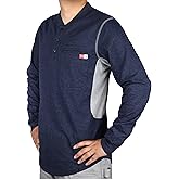 TICOMELA FR Shirts for Men 6oz Flame Retardant Mesh Breathable T-Shirt NFPA2112 Fire Retardant Henley Shirts