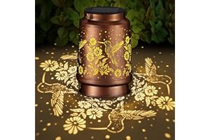 PAWATEE Solar Lantern Outdoor Hanging Waterproof Outside Metal Openwork Pattern Birthday Mothers Day Gifts for Mom Women Landscape Lights for Porch Garden Yard Patio Pathway Decor(Great Hummingbird)