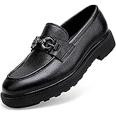 Premium Mens Leather Dress Shoes, Classic Formal Alligator Printed Business Loafer Handmade Buckle Party Wedding Penny Shoes Father's Day Shoe for Men, Black