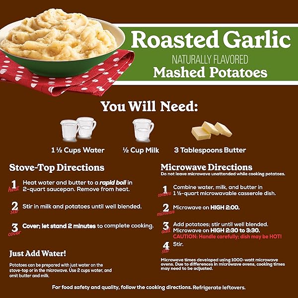 BETTY CROCKER ROASTED GARLIC MASHED POTATOES, 4 OZ.