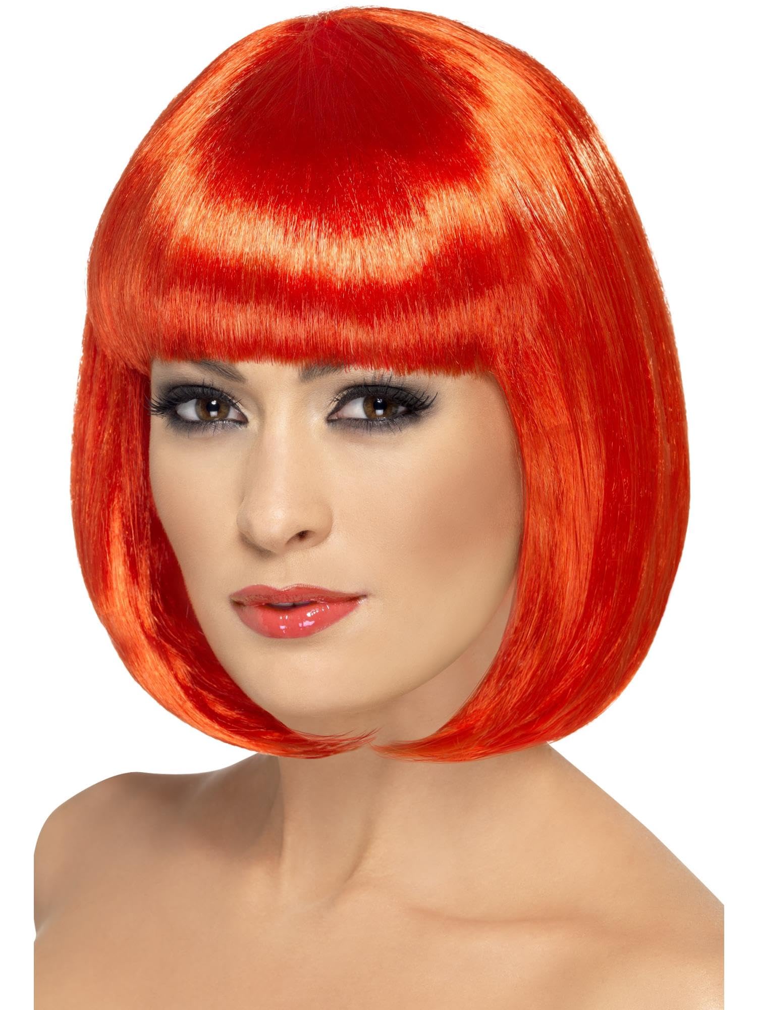 Smiffys Partyrama Wig, 12 inch, Red Short Bob with Fringe, Ladies Glamour Wigs Fancy Dress, Adult Dress Up Wigs — image 1