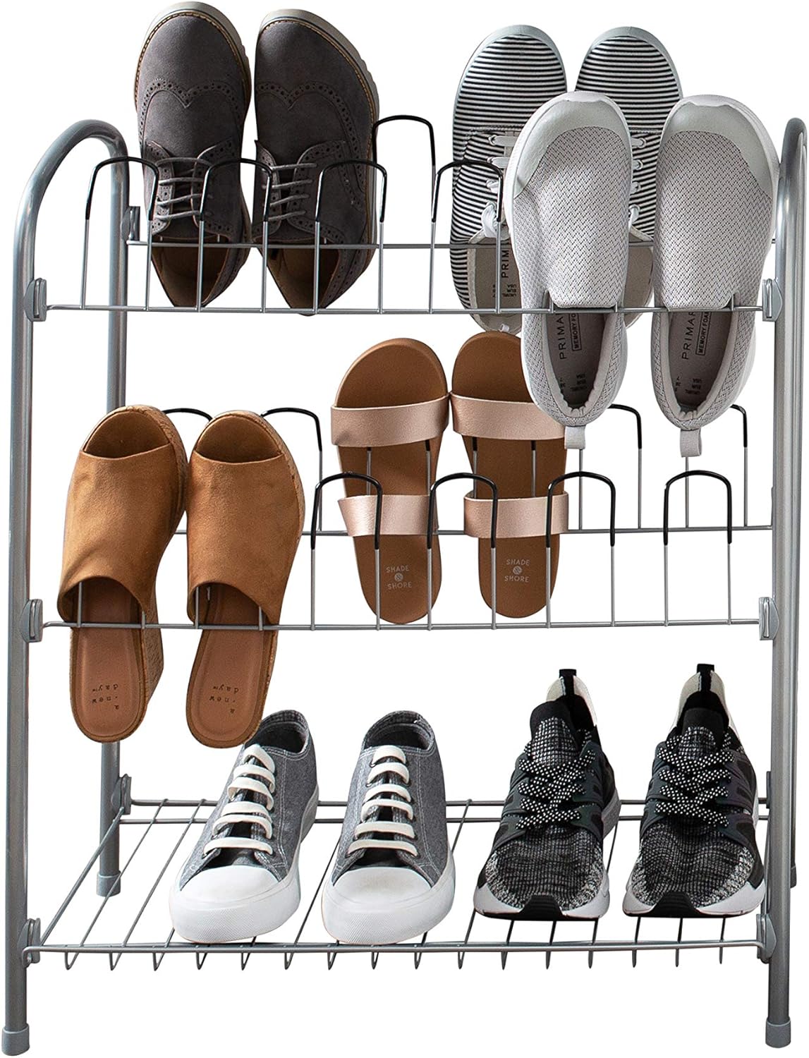 bamboo shoe rack amazon on Amazon Com Organize It All Free Standing 12 Pair Shoe Rack With Shelf Home Kitchen