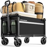 Collapsible Wagon Cart with Wheels, 330LBS for Grocery Shopping Camping | 110L Capacity Wagons Carts Foldable,330LBS Heavy Duty Wagon Carts, Lightweight Portable Utility Cart,All-Terrain Wheels