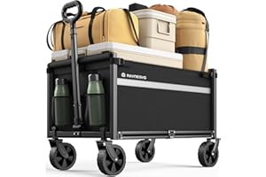 Wagons Carts Foldable, 330LBS Collapsible Wagon Cart Foldable, Heavy Duty Folding Wagon Carts with Wheels, Portable Utility C