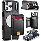 Usroom for iPhone 17 Pro Wallet Case Compatible with Magsafe, Magnetic RFID Blocking Card Holder Kickstand 2 in 1 Detachable Case for iPhone 17 Pro 6.3", Black