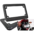ICBEAMER Racing JDM Style Universal Fit Any Kind of Motorcycle Real Carbon Fiber License Plate Frame [Pack of 1 pc]
