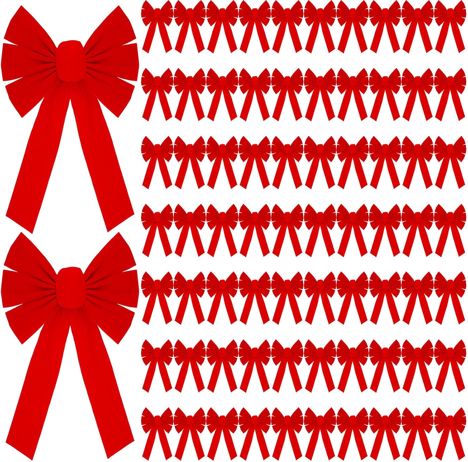 Bows & Ribbons - Hoteam 72 Pieces Large Christmas Red Velvet Bows Christmas Wreath Bow Hanging Xmas Tree Topper Bow for Indoor Outdoor Decor Wrapping Crafts DIY Decor Boutique Use (16 x 10 Inch)