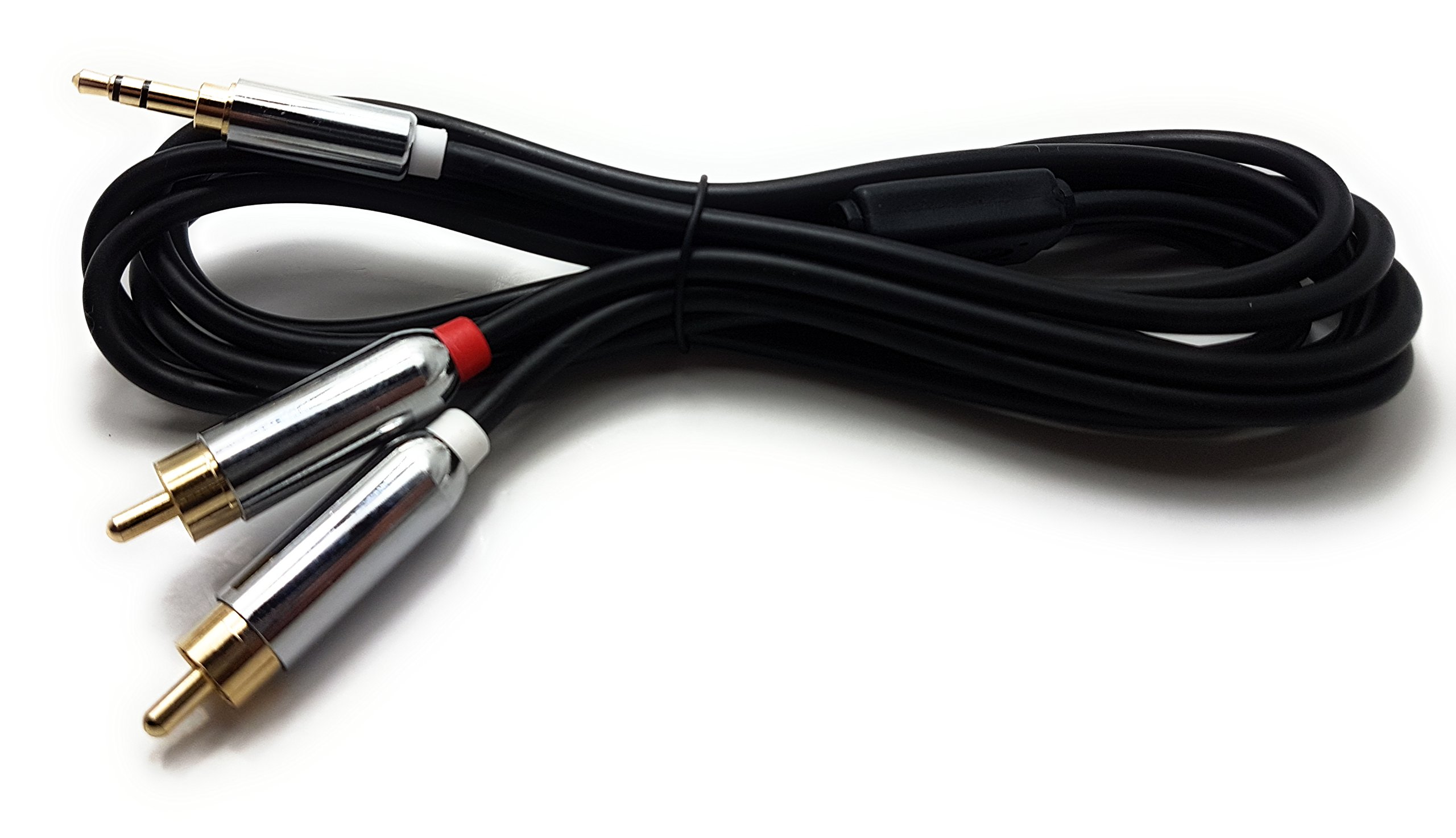 MainCore 2m Long Gold Plated 3.5mm Stereo Jack to 2 x RCA Phono Plugs Y Cable for Surround Sound, Dolby Digital, DTS, Speaker, Mobile Phone, Tablet, mp3 (2m)