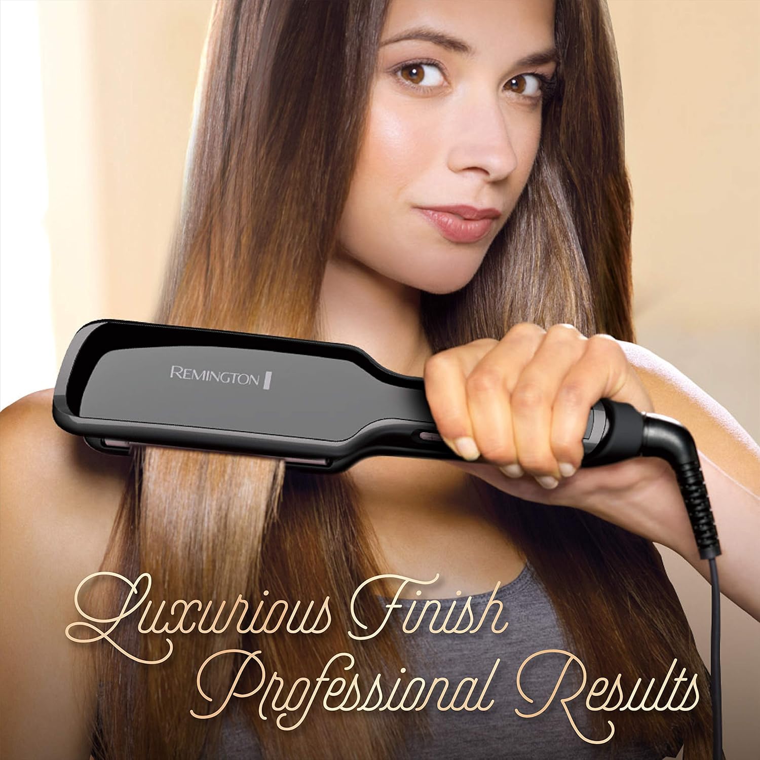 Remington S9520 Pro 2" Pearl Ceramic Flat Iron, Hair Straightener, Digital Controls + 9 Heat Settings, Black/Pink : Flattening Irons : Beauty
