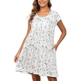 Donnalla House Dresses for Women with Pockets Short Sleeve Mumu Dress Moo Moo Nightgown Lounge Dress Comfy Sleepwear