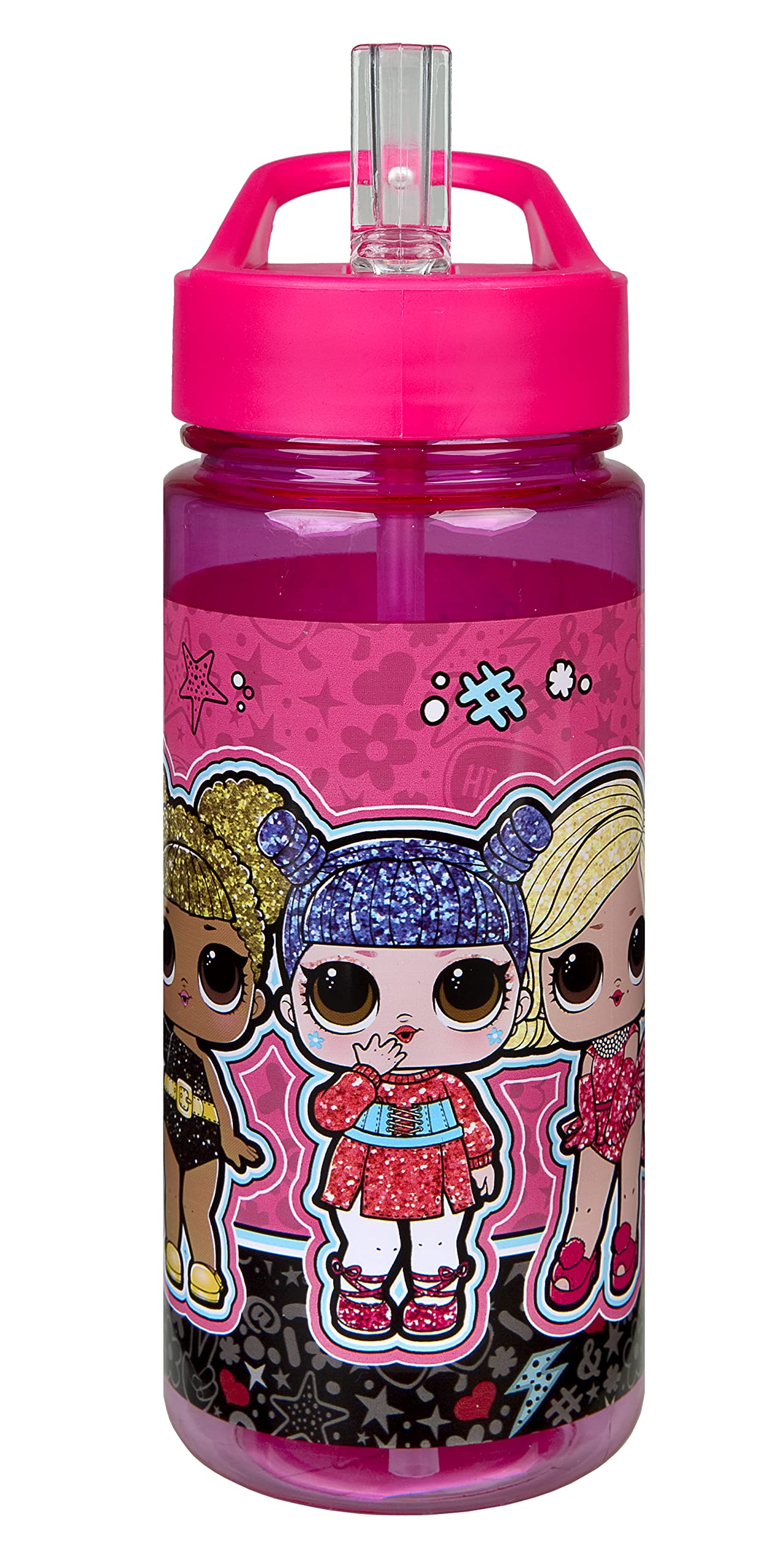 Scooli LOLO9913 Aero Plastic Drinking Bottle with Integrated Straw and Drinking Spout, LOL Surprise, BPA and Phthalate Approx. 500 ml