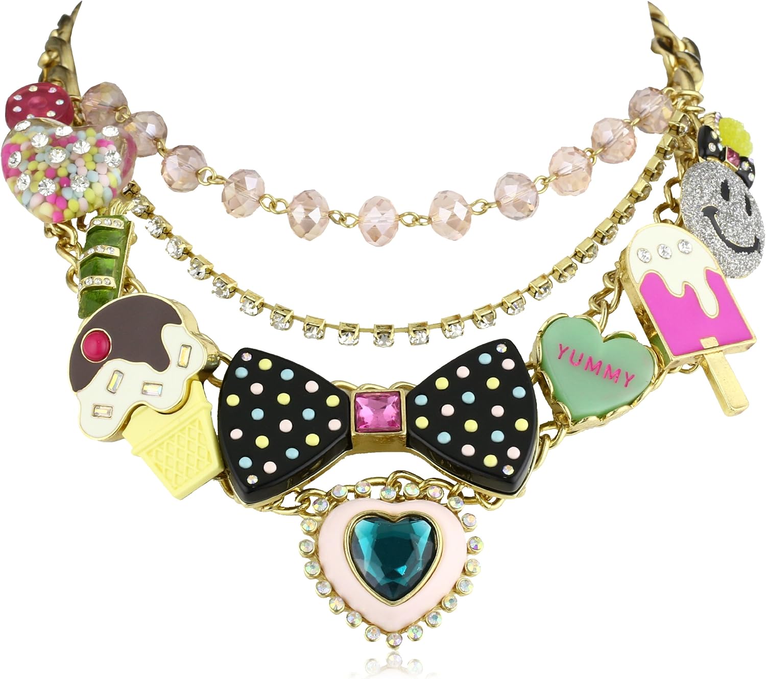 Betsey Johnson "Candy Land Candy MultiCharm Necklace Jewelry