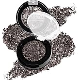 Afflano Multichrome Black Glitter Eyeshadow, Single Shimmery Black Eye Shadow Iridescent Sparkly, Smokey Goth Metallic Eye Makeup Pigmented, Waterproof Vegan Formula Monochrome Eyeshadow for Party