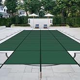 Lynkron Pool Safety Cover for Inground Pools, Heavy-Duty Winter Pool Cover, Rectangle Mesh/Solid Swimming Pool Covers, Triple Stitched for High Strength &amp; UV Protection，Green