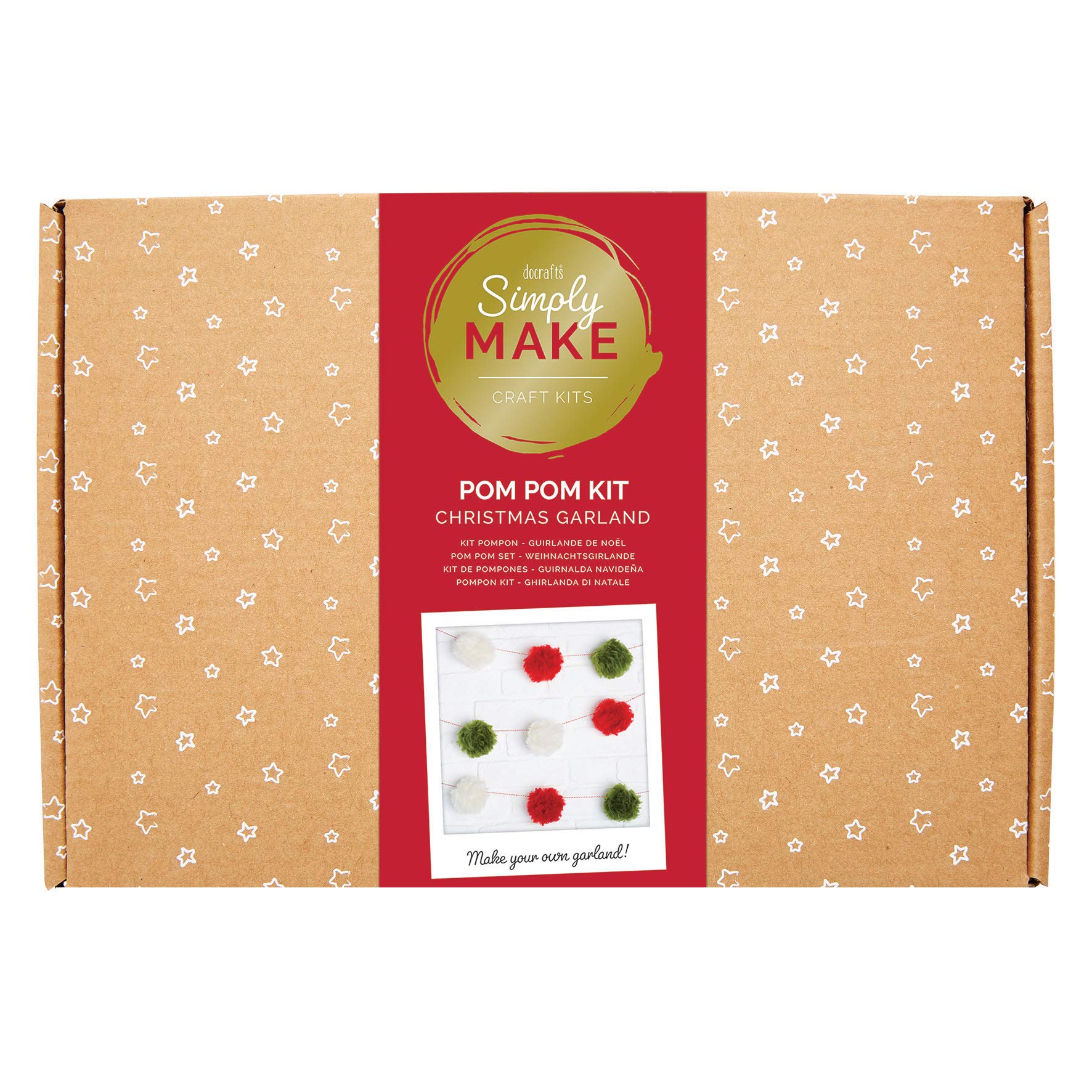 Create Your Own Pom Pom Christmas Garland, Kit Set in Red, White and GreenHome, Children and Adults Hobby