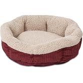 Petmate Aspen Pet Self Warming Round Bed, 19.5 Inches, Barn Red and Cream | Reflects body heat back, no electricity needed, cushioned surface, cozy resting spot for cats and small dogs indoors today