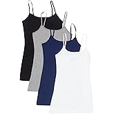 4 Pack: Active Basic Cami Tanks (Large, White/Black/Charcoal/Navy)
