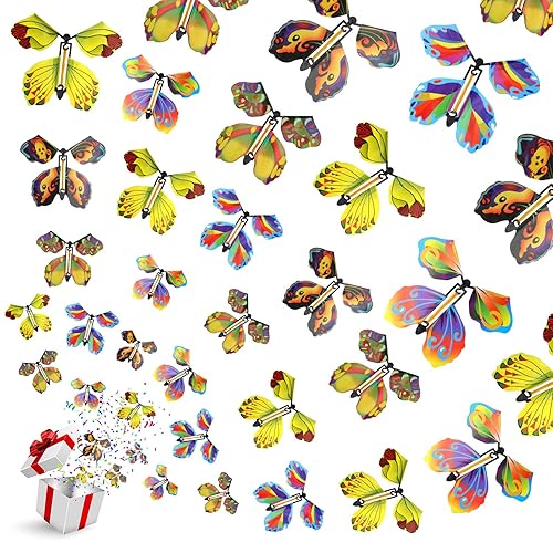 AhlsenL 20 PCS Flying Butterfly Toy, Wind Up Flying Butterfly