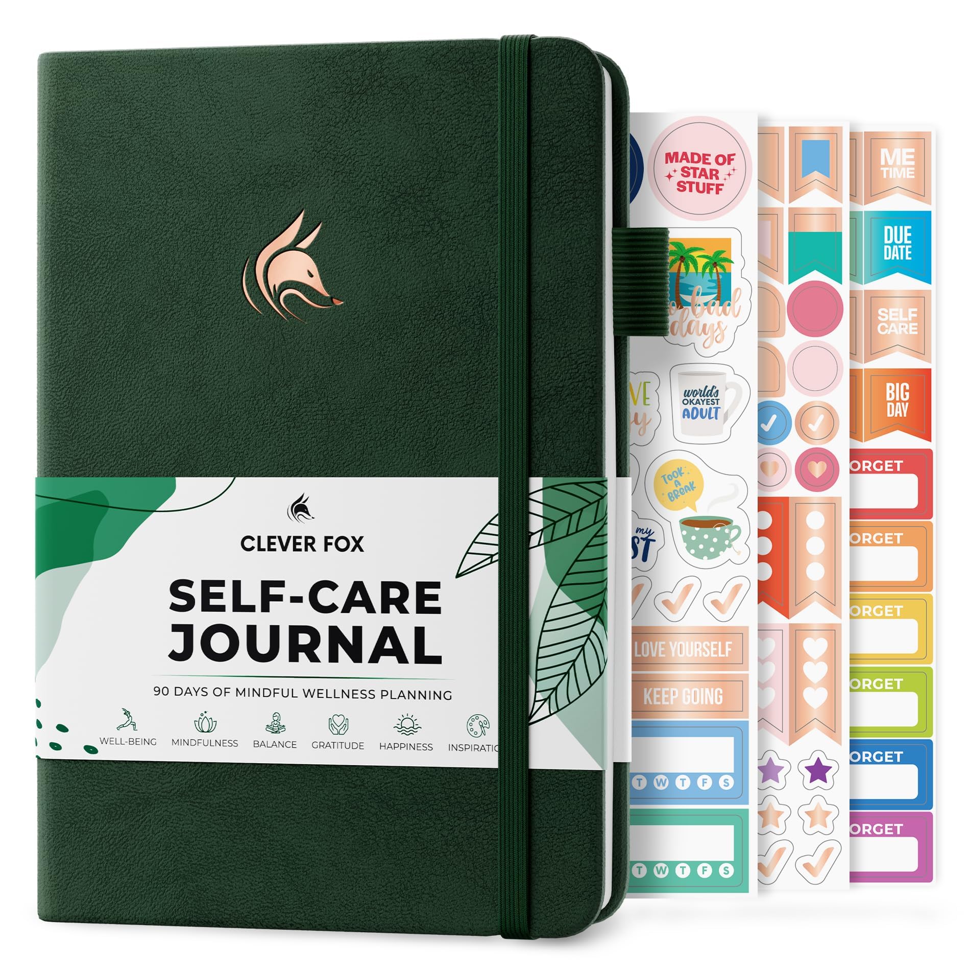 Clever Fox Self-Care Journal – Daily Reflection Notebook – Mental Health & Personal Development Planner, Meditation & Mood Log, A5 (Forest Green) — image 1
