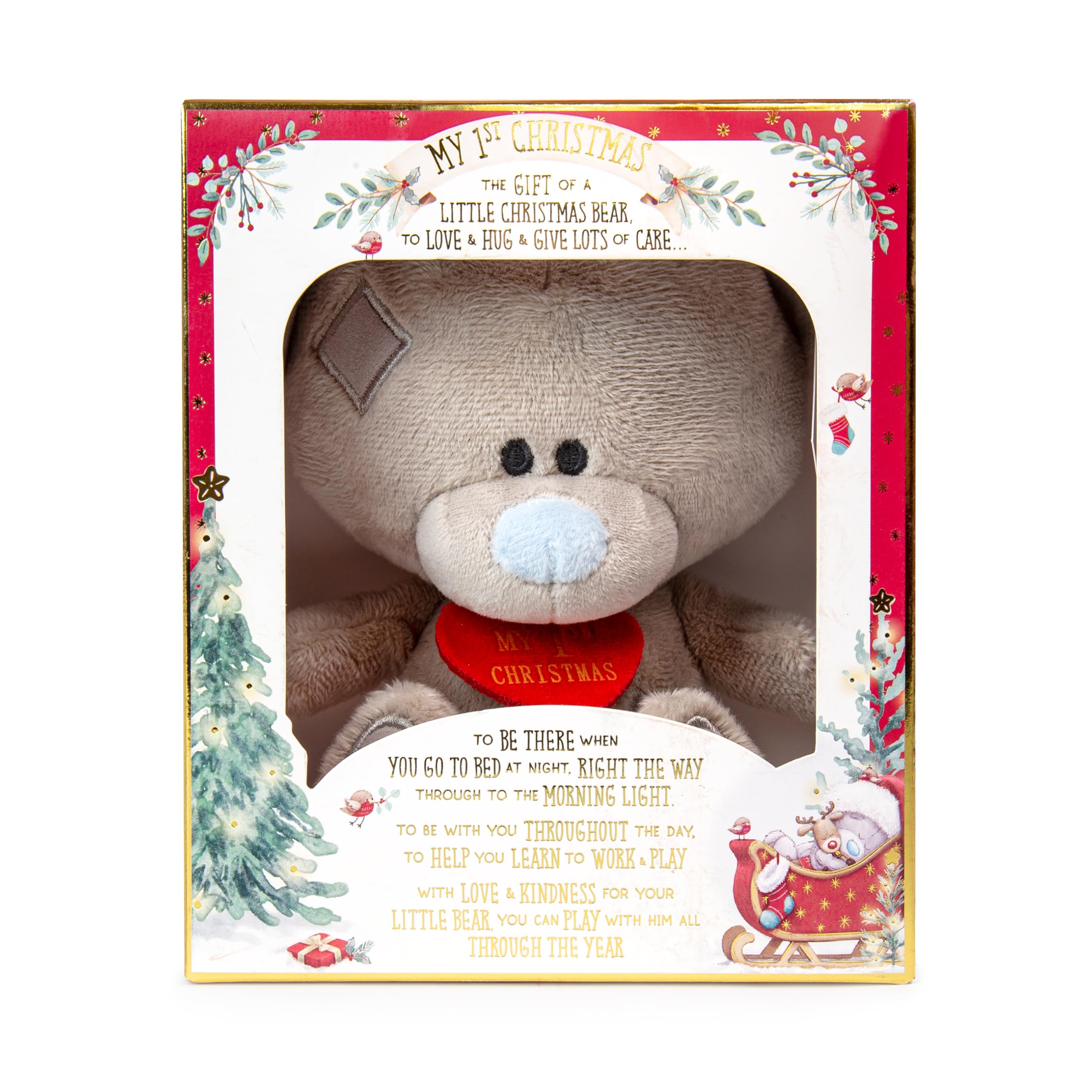 Me to You Tiny Tatty Teddy My First Christmas Bear in Gift Box - Official Collection, Grey, Blue