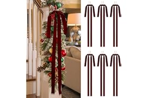 SIMISI RIBBON Burgundy Long Velvet Bows Ornaments for Christmas Tree, Wreath, Garland, Swag, Staircase, Fireplace, Door (15 * 24 inch, 6 Pieces)