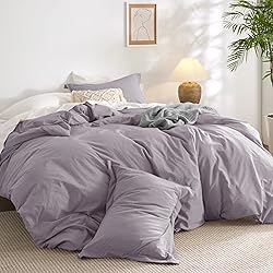 Bedsure 100% Washed Cotton Duvet Cover King Size