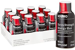 Amazon Brand - Solimo Energy Shot, Berry Flavor, 2 fl oz (Pack of 12)