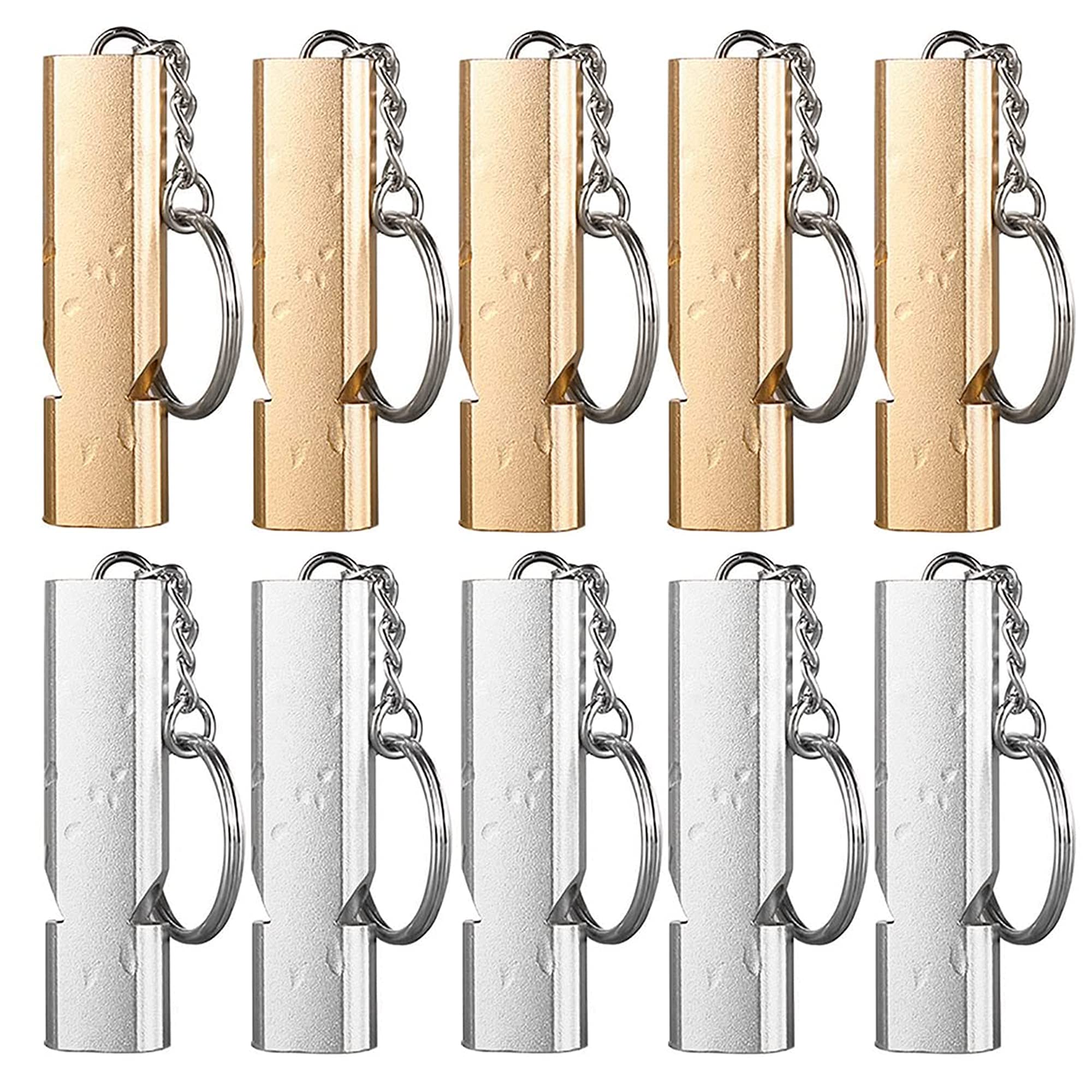 10 pcs Emergency Whistle Super Loud 120dB Emergency Distress Whistle Double Tube Emergency Whistle Aluminum Safety Survival Whistle Perfect for Coaches Hiking Camping Training Ultra Loud