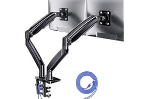 ErGear Dual Monitor Stand for 13 to 35 inches Screens, Max 26.4lbs Capacity Each, Heavy Duty Ultrawide Monitor Arm with USB Ports, Height Adjustable Monitor Desk Mount, VESA 75x75mm or 100x100mm