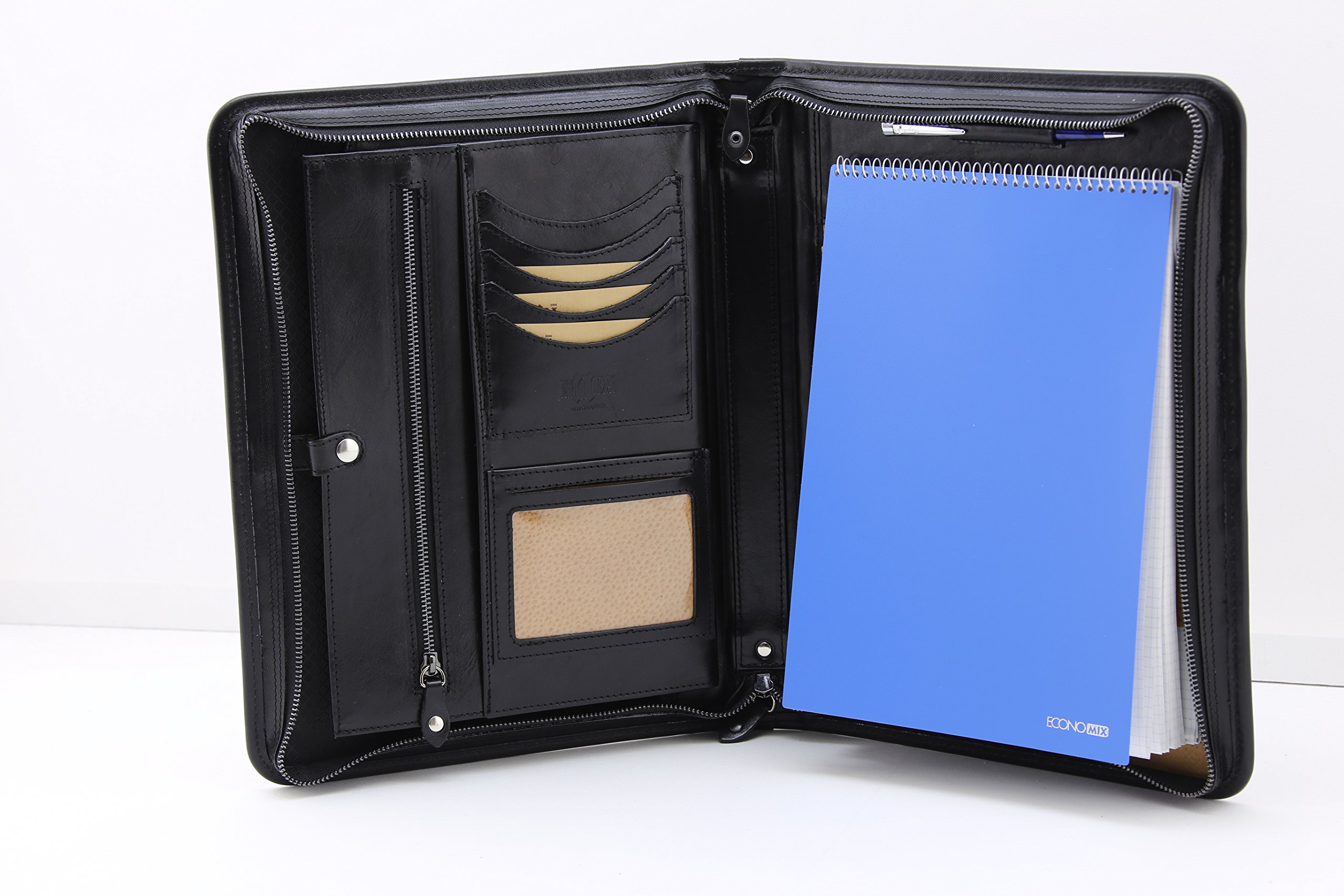 Leather Portfolio A4, Business Portofolio, Executive Padfolio, Conference Folder A4 by Noda with Handle Black