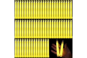 Sotiff Bright 6 Inch Large Glow Sticks Bulk Emergency Glow in The Dark Sticks with 12 Hour Duration for Camping Hiking Outdoor Parties Activities Survival Storms Blackouts (Yellow,96 Pcs)