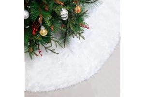 QYJinlida Christmas Tree Skirt,36 Inch Faux Fur Plush Xmas Skirt Decorations Base Mat,Holiday Ornaments for Home Decorations,Xmas Party Holiday Decorations,Snow White