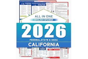 ZLODEPIP 2026 California State and Federal Labor Laws Poster – OSHA Compliant Laminated 24" x 36" English and Spanish Bundle 2 Pack