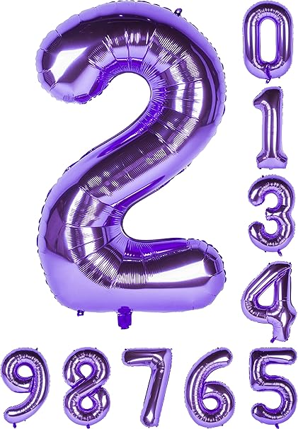 Amazon 紫 数字バルーン40インチ0 9誕生日パーティーデコレーションの風船の数字2 おもちゃ おもちゃ