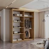 Sliding Wardrobe 4U Free Standing 150cm Oak With Half Mirror Door view 3