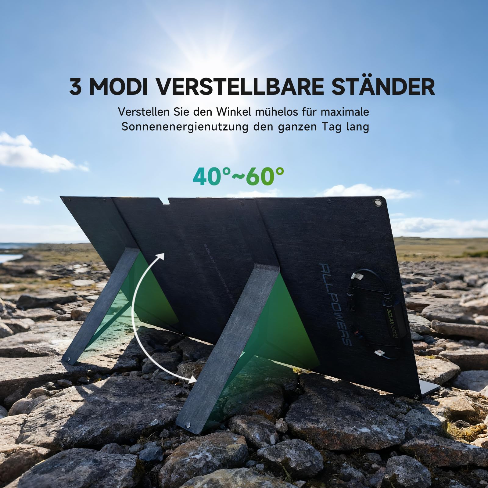 ALLPOWERS Faltbares Solarpanel 100W, Monokristalline Solarmodule für S300 R600 R1500 R2500 Tragbare Powerstation, Solargenerator, Photovoltaik Modul Solaranlage für Camping Garten Wohnmobil RV 7