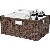 GRANNY SAYS Large Wicker Basket, Decorative Woven Basket for Storage, Waterproof Storage Basket Organizer, Wicker Storage Basket for Organizing, Brown Basket, 1-Pack