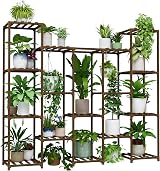 Bamworld Plant Stand Indoor Wooden Multi level 12 Pot Shelf Decor view 7