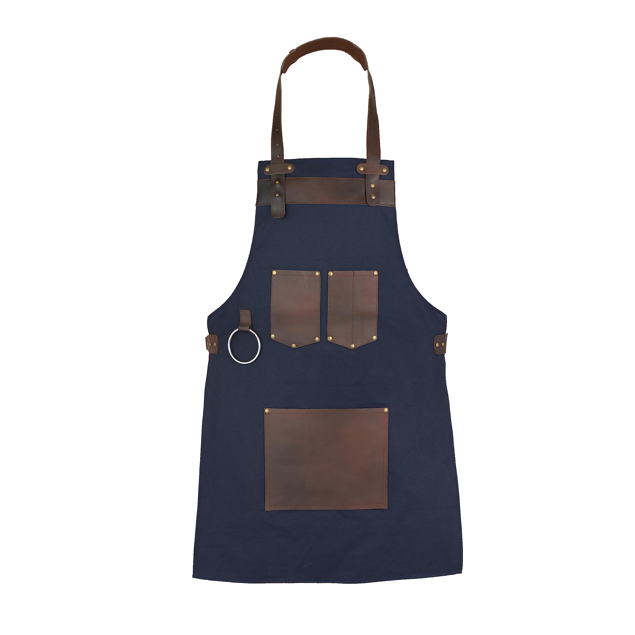 Leathershire Top Grain Leather Blue Canvas Apron Butcher Cook, BBQ, Chef, DIY, Woodwork Apron Gift for Him Gift for HerGift for Him Gift for Her