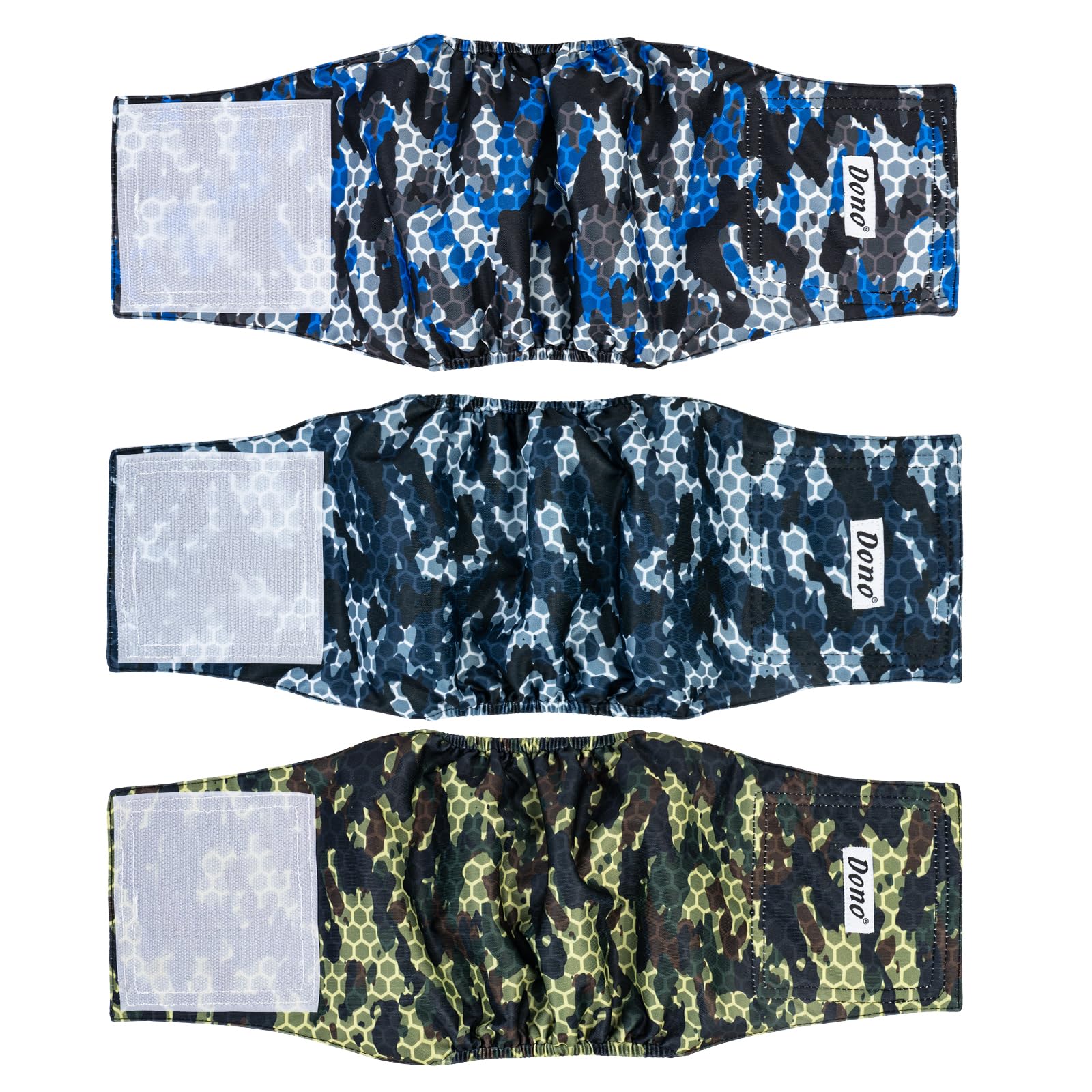 Dono Washable Male Dog Nappies, Super Absorbing Male Dog Belly Band Pack of 3(camouflage,XXL)