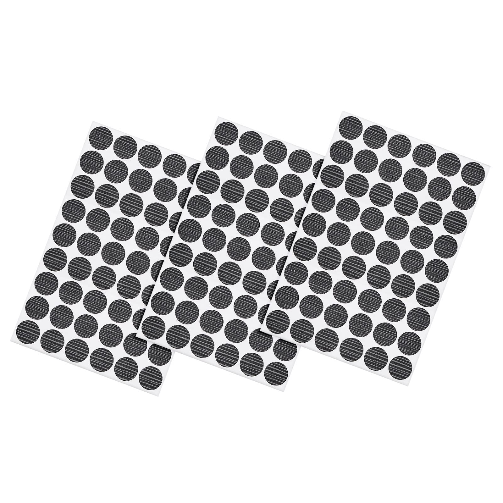 METALLIXITY Screw Hole Cover Stickers (21mm Dia) 162Pcs in 3 Sheet, PVC Shelf Peg Sealing Caps Waterproof - for Cupboard Wardrobe Furniture, Black with Gray Lines